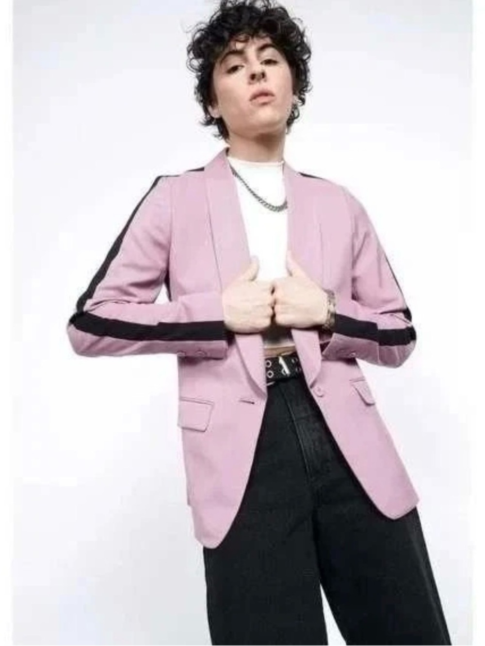 Wildfang - The Empower Colorblock Tux Blazer Mauve/Black Sz Small
